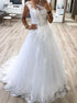 A Line Scoop Appliques Tulle Wedding Dress LBQW0159